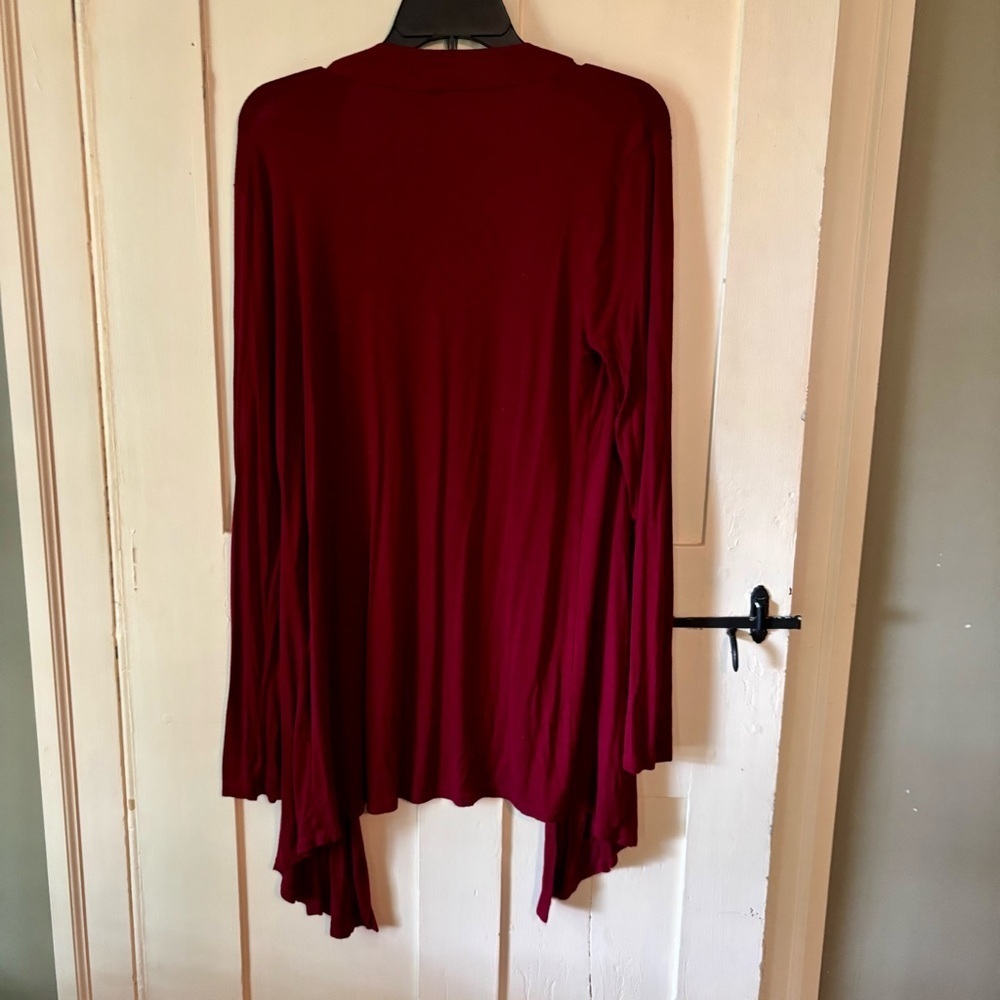 Zenana Outfitters Deep Red Open Cardigan - Picture 2 of 5